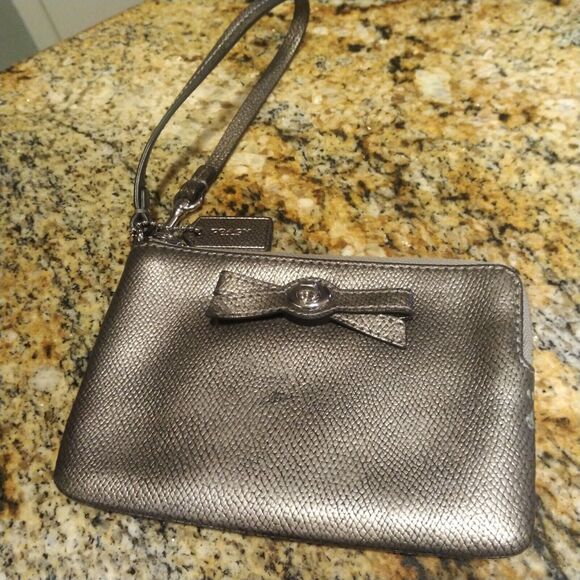 Coach Leather Wallet Wristlet - Gunmetal Color - Picture 5 of 10